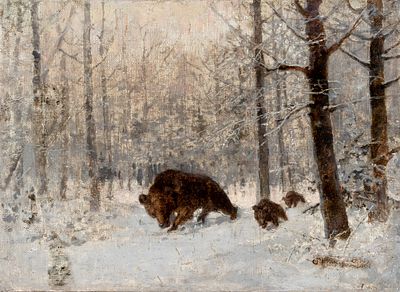 Тихменёв Евгений Александрович (1869–1934) &laquo;Медведи в зимнем лесу&raquo;. Конец 