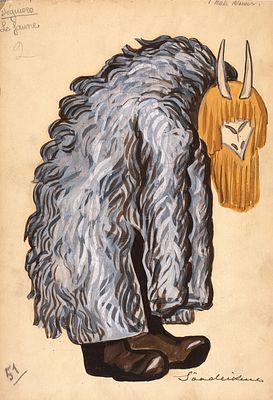 [Для Метрополитен-опера] Судейкин Сергей Юрьевич (1882–1946) &laquo;Ряженый&raquo;. Эскиз 