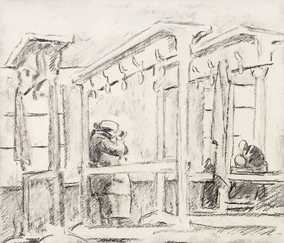 Сойфертис Леонид Владимирович (1911–1996) &laquo;Гардероб&raquo;. 1938. Бумага, уголь 