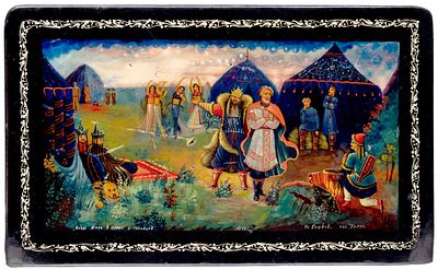 Шкатулка &laquo;Князь Игорь в плену у половцев&raquo;. СССР, Холуй 