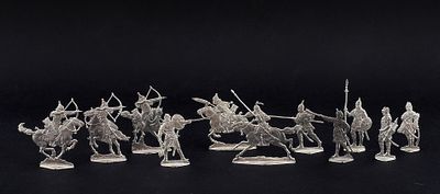 Группа из одиннадцати оловянных фигур &laquo;Русские витязи XVII века&raquo;. 