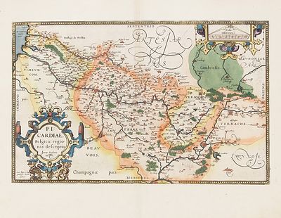 [Франция XVI века из атласа Ортелиуса] Карта: Пикардия. [Picardiae, Belgicae regionis 