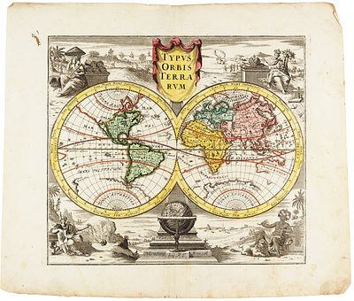Карта земного шара. [Typus Orbis Terrarum. На лат. яз.]. Нюрнберг: P.C. Monath, сер. XVIII. 