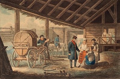 Кольман Карл Иванович (1786−1846) &laquo;Завтрак путешественников на ямском дворе&raquo;. 