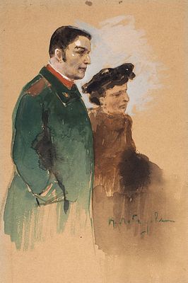 Лебедев Клавдий Васильевич (1852−1916) Эскиз иллюстрации. Конец XIX века. Бумага, акварель 