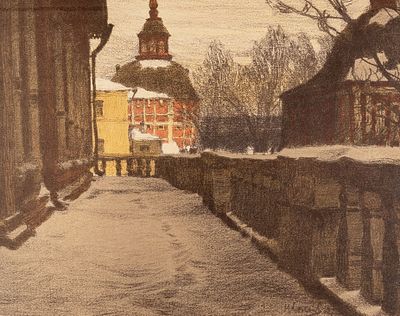 Соколов Владимир Иванович (1872−1946) &laquo;Паперть трапезной церкви&raquo;. 1917. Бумага 