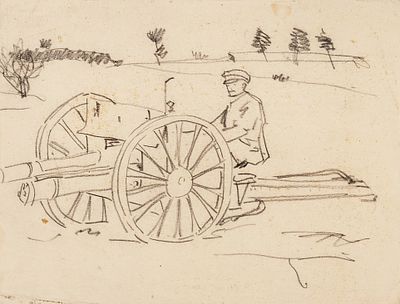Сологуб Леонид Романович (1884−1956) &laquo;Первая мировая война. У орудия&raquo;. 1910-е. 