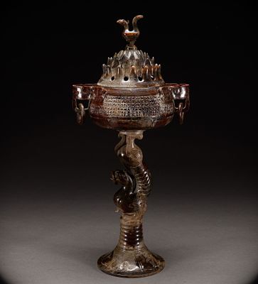 Hotan Jade high foot fumigation furnace before the Ming Dynasty. Height: 52cm, Width: 23cm 