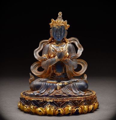 Qing Dynasty Glass Buddha. Height: 25cm, Width: 19cm, Weight: 4428g