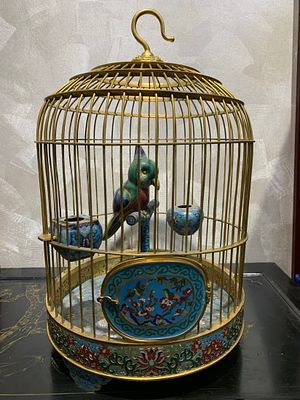 Qing Dynasty copper tire cloisonn é birdcage. Height: 51cm, Width: 32cm,