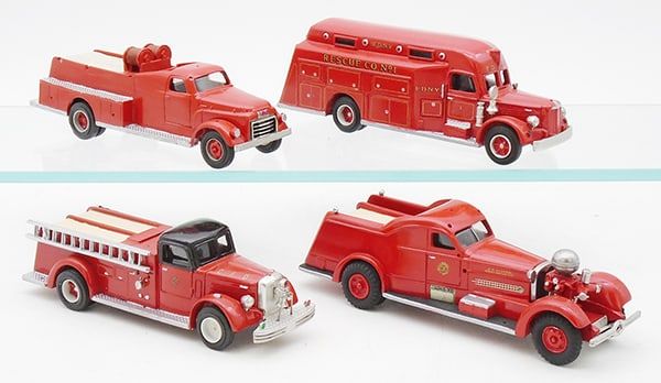 Lot 453: 4 DEHANES MODEL FIRE TRUCKS