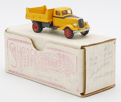 SHROCK 1958 STUDEBAKER E28 COAL TRUCK. white metal, 1/72 scale, Omaha orange, orig box &amp; 