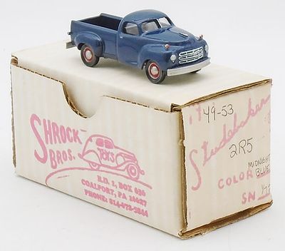 SHROCK 1949-53 STUDEBAKER 2R5 PICK UP. white metal, 1/72 scale, Midnight Blue, orig box &amp; 