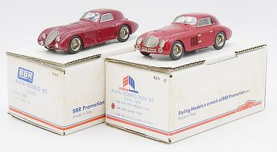 2 BBR STYLING MODELS. resin, 1/43 scale, BBR17A 1938 Alfa Romeo 8C 2900B, SM22B 1940 Alfa Romeo 