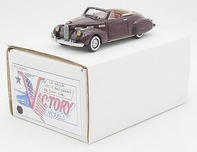 VICTORY MODELS #10 1940 LASALLE CONVERTIBLE. resin, 1/43 scale, maroon, orig box &amp; insert 