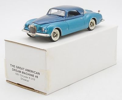 GADM #8 1951 CHRYSLER K-310 SHOW CAR. white metal, 1/43 scale, teal &amp; navy, orig box &amp; 