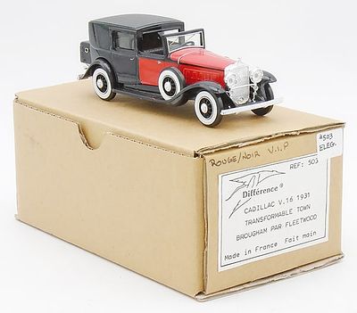 DIFFERENCE 1931 CADILLAC V.16 TOWN CAR. resin, 1/43 scale, red &amp; black, orig box &amp; 