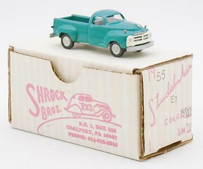SHROCK 1955 STUDEBAKER E7. white metal, 1/72 scale, Norway green, orig box &amp; insert, C9. Box 