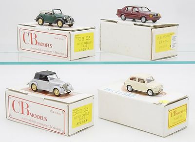 4 CB MODELS & PB MODELS AUTOS. resin, 1/43 scale, CB Models #5 1947 Fiat Cabrio, #5 1947 Fiat 