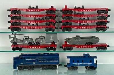 Lionel Marine Train Set. Lionel O-gauge Military set includes a blue diesel-style 212 locomotive 