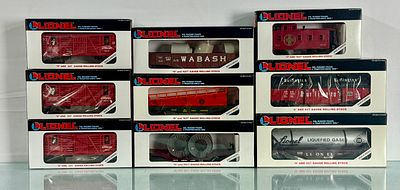 9 Modern Lionel O and O27 Gauge Rolling Stock. 9 modern Lionel O and O27 gauge model train 