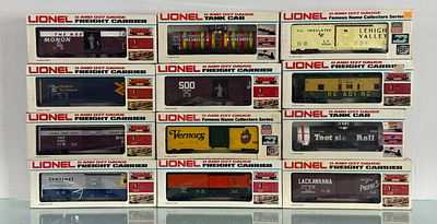 12 Lionel Freight Cars. 9411, 9449, 9788, 6439, 9324, 9273, 9217, 7809, 9420, 9404, 9438, 9218 