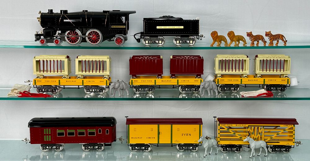 Lot 309: MTH Trains Tinplate Traditions Ives Standard Gauge Circus Train Set with Diorama