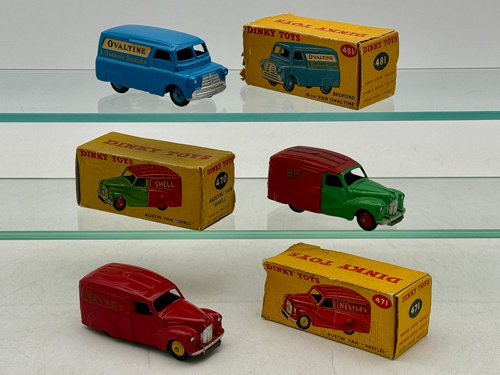 Lot 158: Three Dinky Toys Diecast Vans with Boxes
