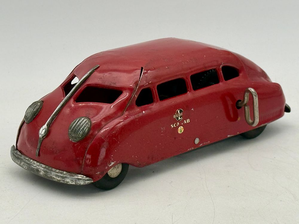 Lot 192: Buddy L Scarab Red Pressed Steel Wind Up Toy Car