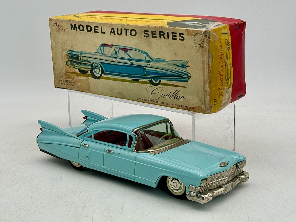 Lot 269: Bandai 1959 Cadillac Sedan Tin Friction Car with Box