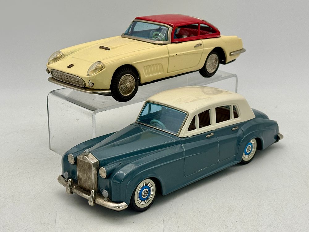 Lot 296: Two Bandai Tinplate Ferrari and Rolls-Royce Toy Cars