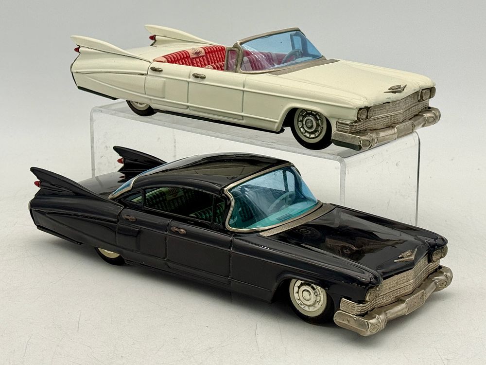 Lot 298: Two Bandai 1959 Cadillac Tin Friction Toy Cars