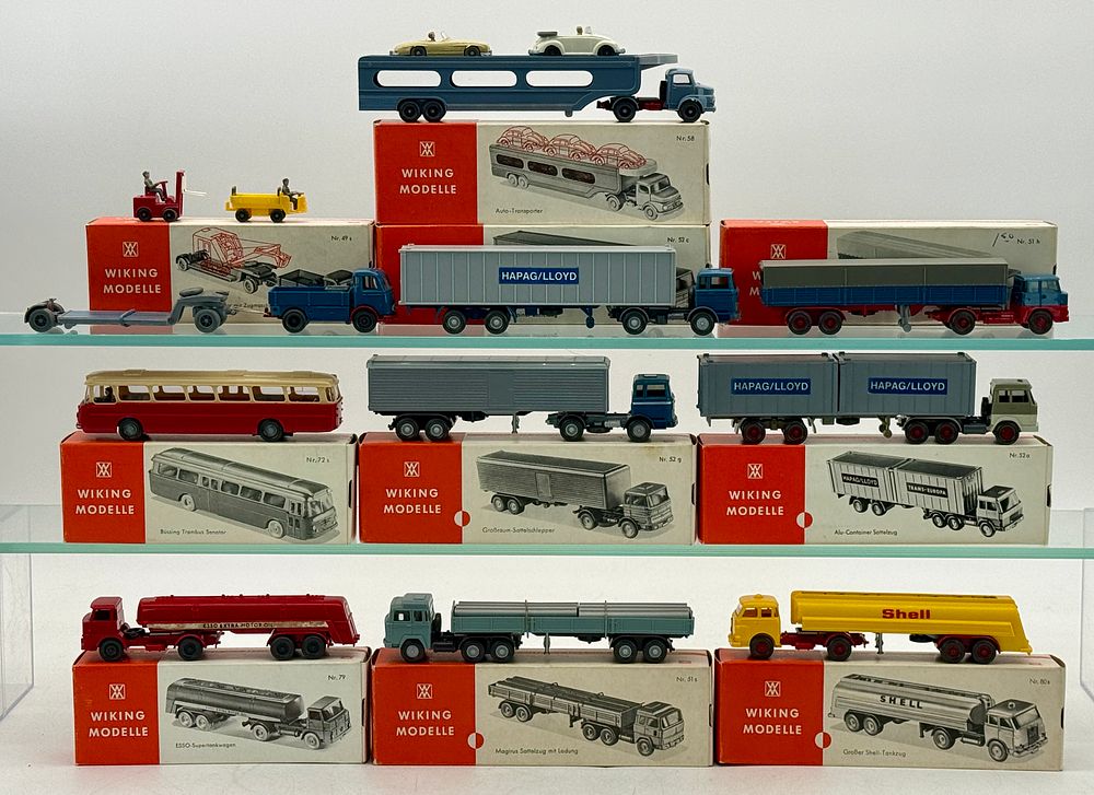 Lot 320: 10 Wiking plastic trucks
