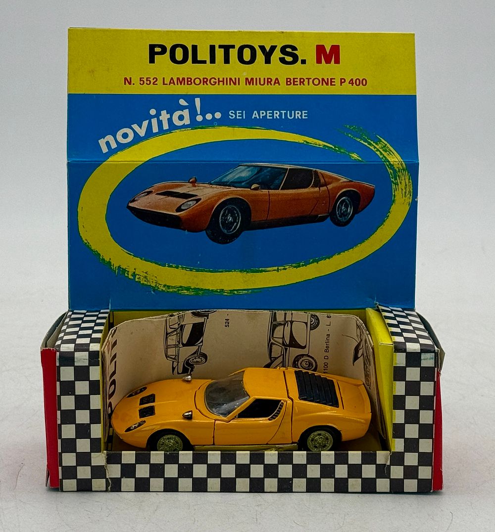 Lot 322: Politoys.M Yellow Lamborghini Miura P400 Die-Cast Car in Box