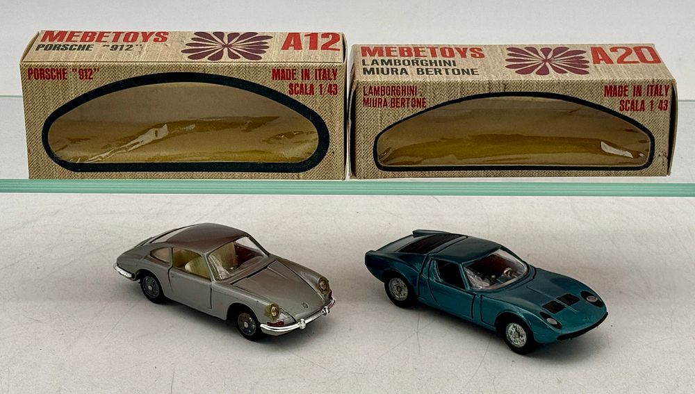 Lot 327: Two Mebetoys 1/43 Diecast Model Cars: Porsche 912, Lamborghini Miura
