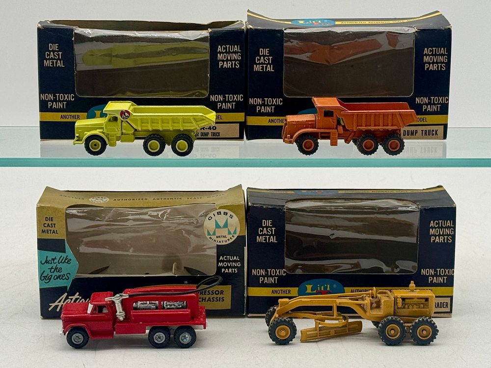 Lot 340: A Set of Four Lit'l Toy Gibbs Miniatures Construction Vehicles
