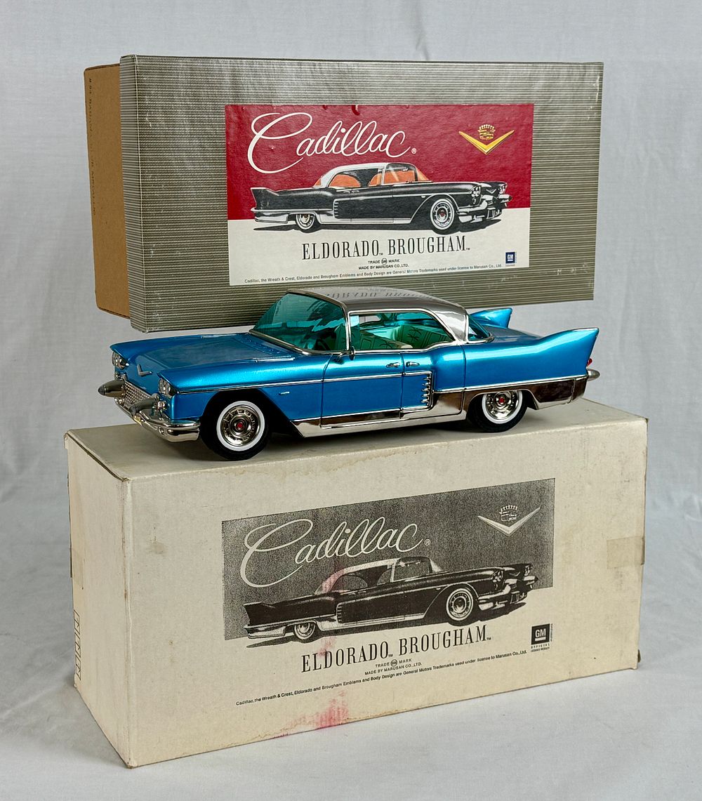 Lot 349: Masudaya 1957 Cadillac Eldorado Brougham Tin Toy Car with Boxes