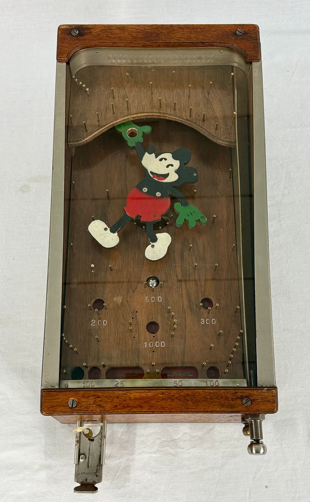 Lot 406: Vintage Bally Wooden Mickey Mouse Tabletop Prototype Trade Stimulator