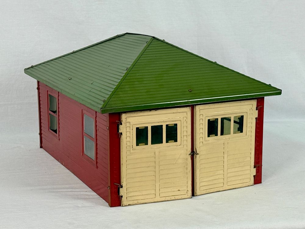 Lot 409: Schieble's Quality No. 103 Pressed Steel Two-Car Garage