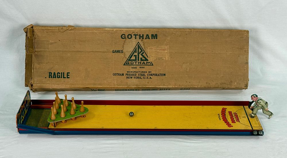 Lot 410: Vintage Gotham Pressed Steel Tournament Bowling Alley Game