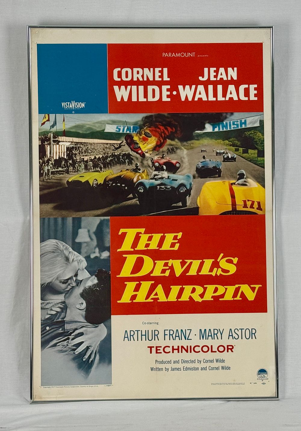 Lot 427: Framed Vintage "The Devil's Hairpin" Movie Poster, 1957