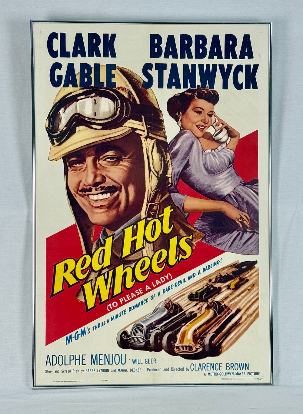 Lot 428: Clark Gable Barbara Stanwyck 'Red Hot Wheels' Movie Poster