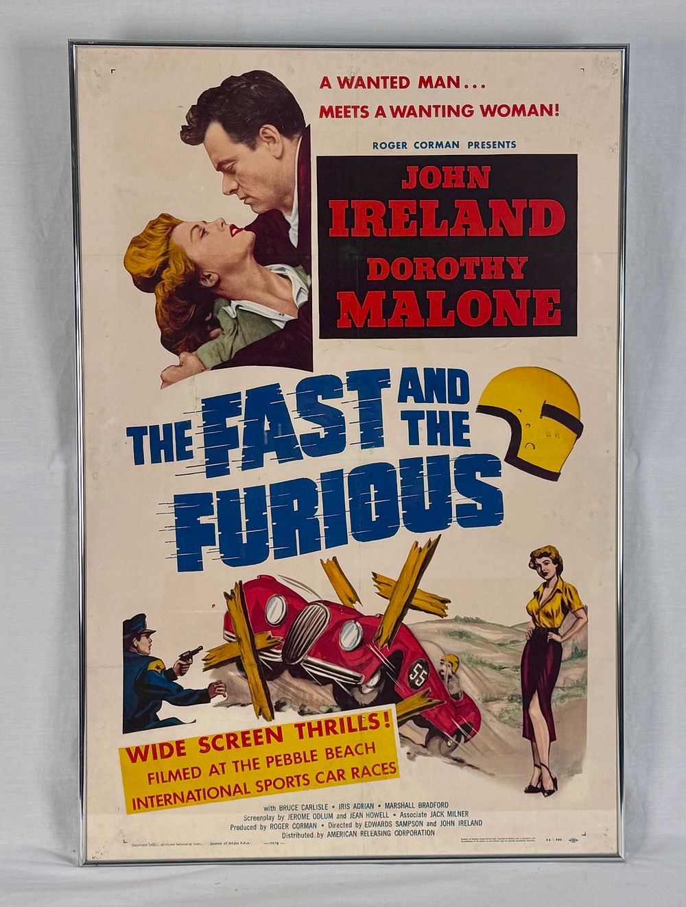Lot 430: Framed Vintage Movie Poster: The Fast and the Furious (1955)