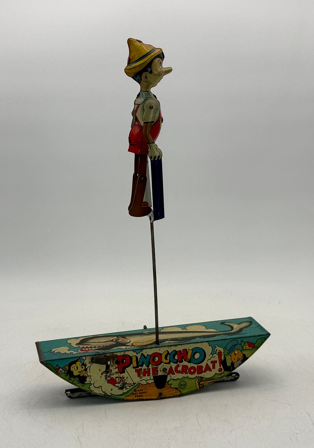 Lot 431: Vintage Walt Disney Marx Pinocchio The Acrobat Wind-Up Tin Toy