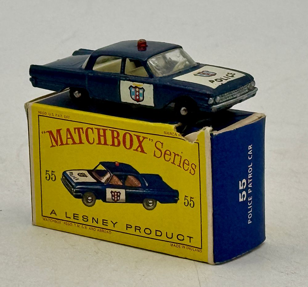 Lot 481: Matchbox 55B1 Ford Fairlane Police Patrol Car with Box