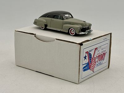 Victory Models VM-8 1941 Cadillac Series 61 Coupe Fastback Scale Model. A grey and black Victory 