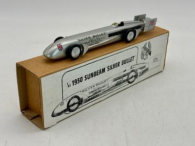 Pandora Models Pan 1 1930 Sunbeam Silver Bullet. A white metal, silver 1/43 scale model of the 