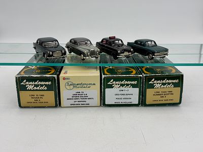 4 Lansdowne Models 1:43 Scale white metal Vehicles. 4 1:43 scale white metal vehicles including 