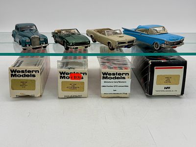 4 Western Models 1/43 Scale Miniature Cars. 4 white metal Western Models 1/43 scale miniature 