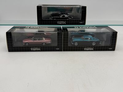 3 Matrix Scale Models 1:43 Scale resin Vehicles. 3 1:43 scale model vehicles including a pink 